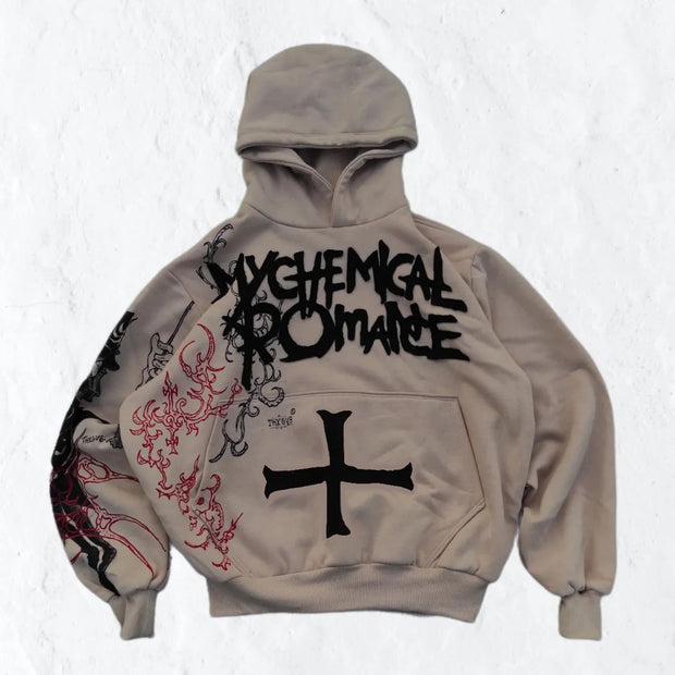 My Chemical Romance Cross Print Long Sleeve Hoodies
