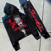 Fashionable personalized anime print hoodie set