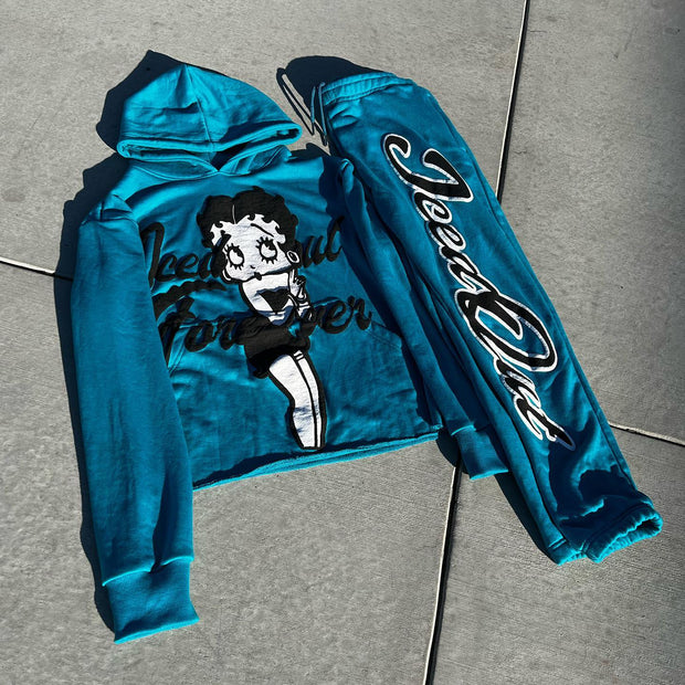 Fashionable personalized anime print hoodie set