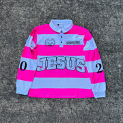 Jesus Casual Street Stripe College Football Polo