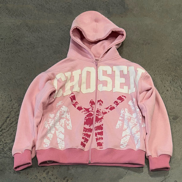 Casual Street Retro Personalized Zipper Hoodie