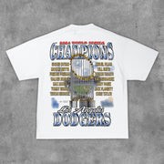 Sports Champion Team Print Short Sleeve T-Shirt
