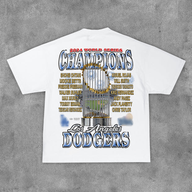 Sports Champion Team Print Short Sleeve T-Shirt