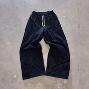 Personalized casual stitching solid color wide-leg pants