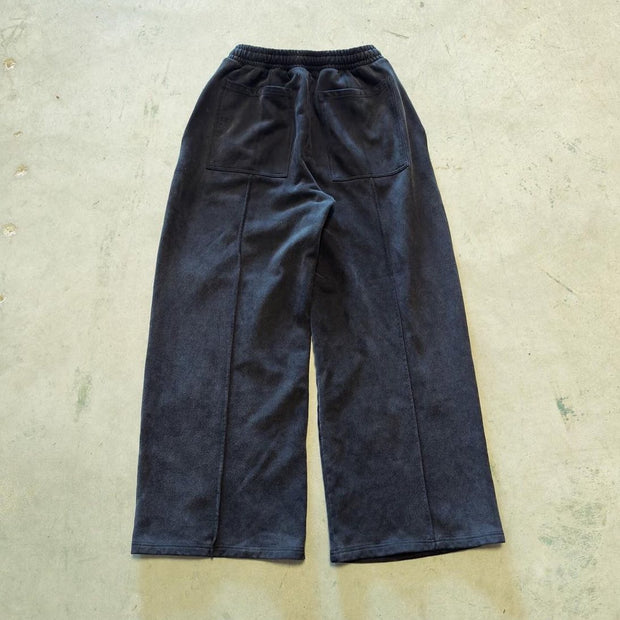Personalized casual stitching solid color wide-leg pants