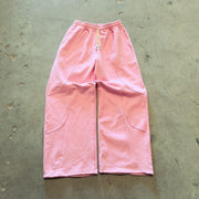 Personalized casual stitching solid color wide-leg pants