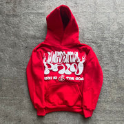 Casual Street Retro Print Hoodie