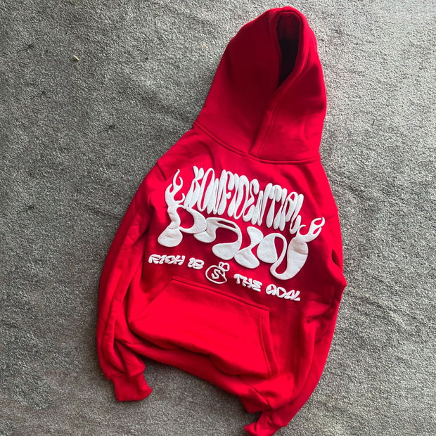Casual Street Retro Print Hoodie