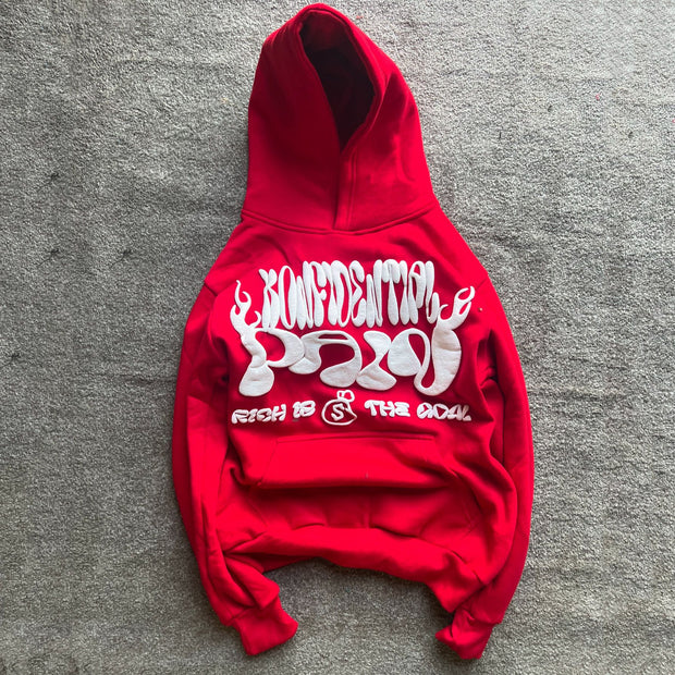 Casual Street Retro Print Hoodie