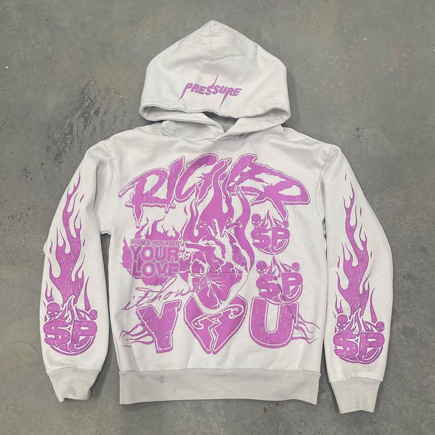 Richer Without You Print Long Sleeve Hoodies