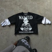 Prison Break Casual Street Fake Two-Piece Long Sleeve T-Shirt