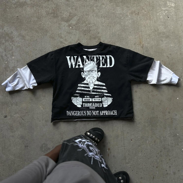 Prison Break Casual Street Fake Two-Piece Long Sleeve T-Shirt