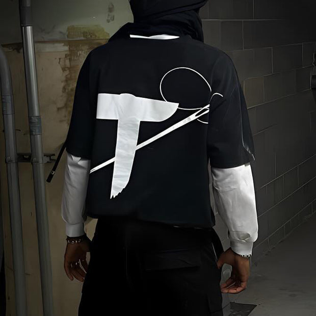 Prison Break Casual Street Fake Two-Piece Long Sleeve T-Shirt