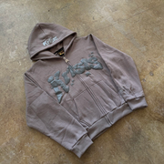 Fashion Preppy Print Zip-Up Hoodie