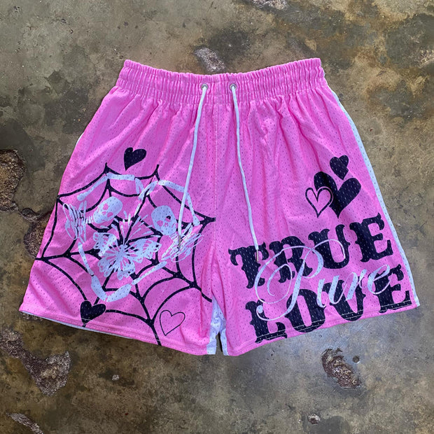True Love Print Mesh Shorts