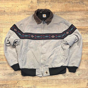 Tribal retro long sleeve lined zip-up jacket