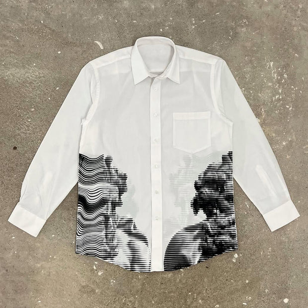 Neptune Print Button Long Sleeve Shirt