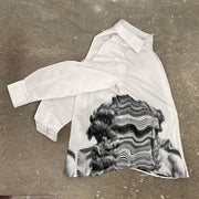 Neptune Print Button Long Sleeve Shirt