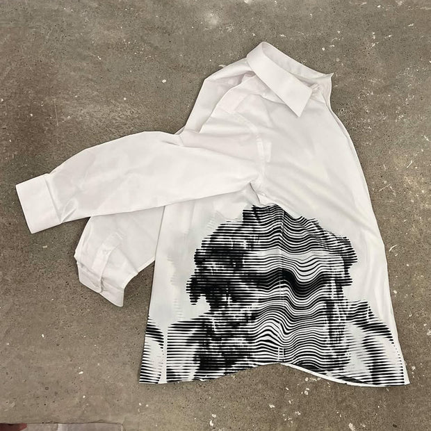 Neptune Print Button Long Sleeve Shirt