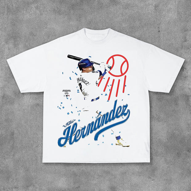 No.8 Sports Player Print Short Sleeve T-Shirt