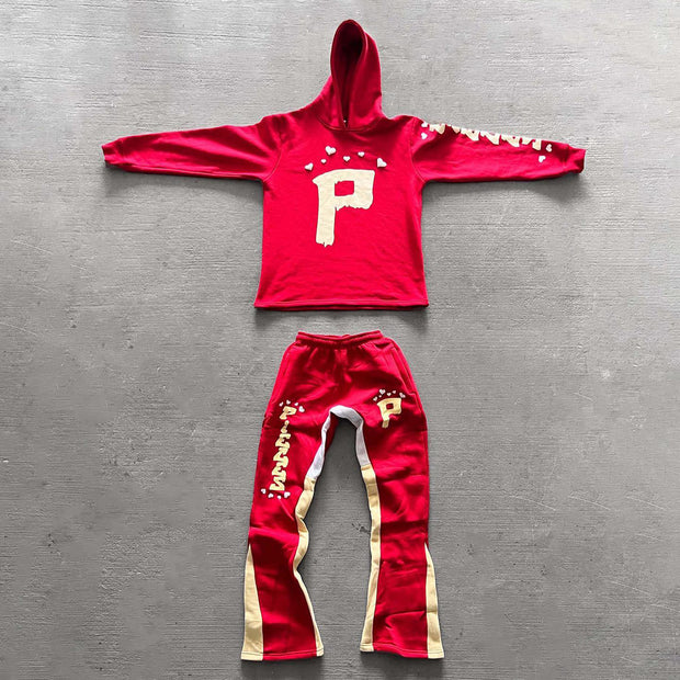 Personalized letter heart pattern hoodie set
