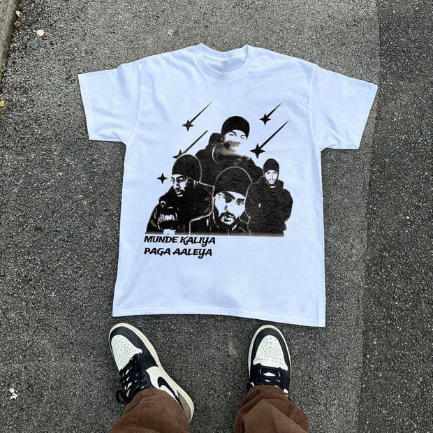 Street Style Printed Crew Neck Oversized Short Sleeve T-Shirt