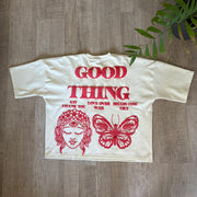 Street Butterfly Round Neck Bubble Print Short Sleeve T-Shirt