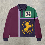 Casual contrast print polo shirt