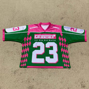 No.23 Printed Splicing V-neck Jersey T-shirt