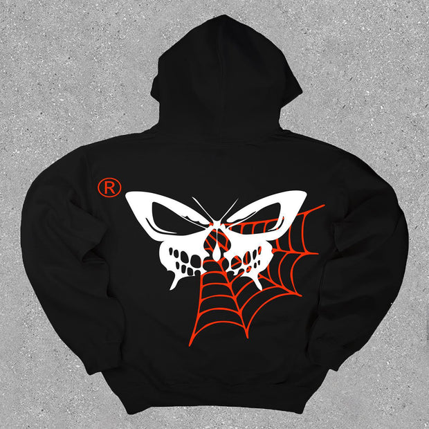 Statement spider print hoodie