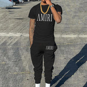 Casual Letter Print T-Shirt & Trousers Two-Piece Set