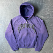 Vintage Gradient Print Zip-Up Hoodie
