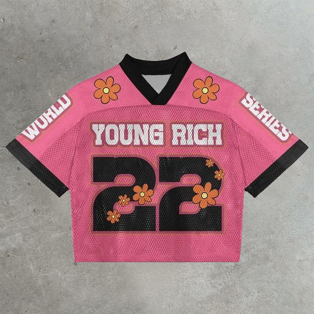 Small daisy casual street retro mesh jersey