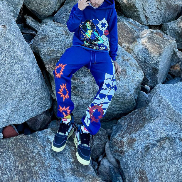 Personalized Fashion Print Loose Sweatshirt Set