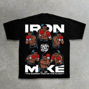 Boxing champion casual street retro print heavyweight T-shirt