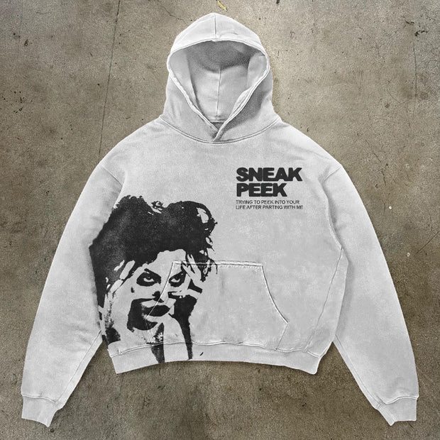 Sneak Peek Print Long Sleeve Hoodies