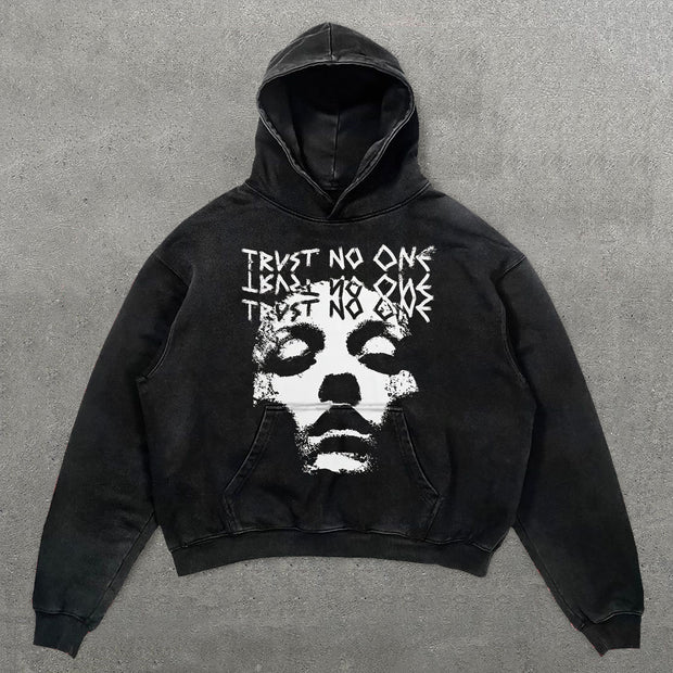 Unisex Trust No One Print Long Sleeve Hoodies