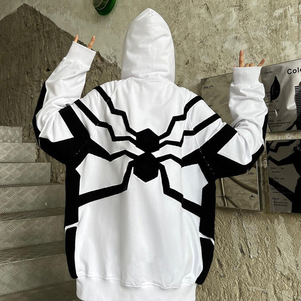 Stylish Contrast Color Spider-Man Full-Zip Hoodie