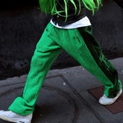 Personalized street green casual stitching loose trousers