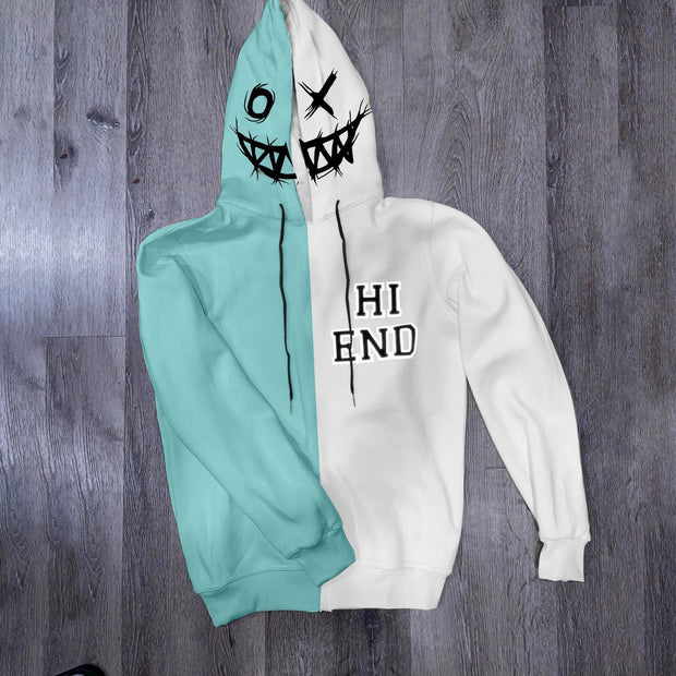 Contrast Loose Trend Design Print Long Sleeve Hoodie