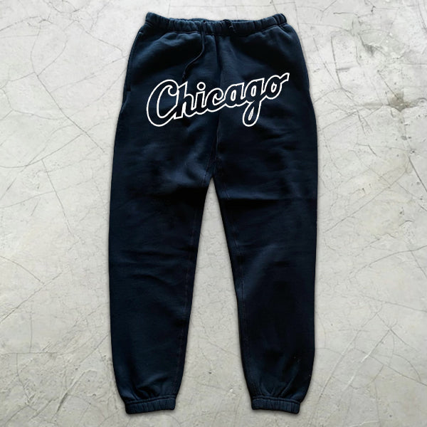 Chicago Graphic Print Elastic Sweatpants