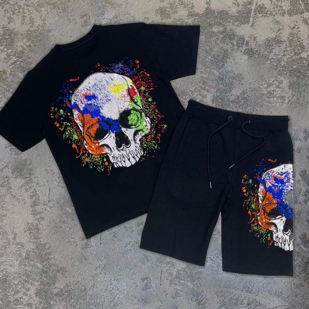 Casual sports skull short sleeve suit