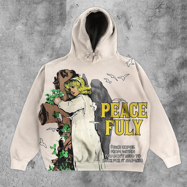 PEACE FULY Angel Graphic Hoodie