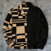 Personalized street style men's color matching printed plush jacket