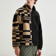 Personalized street style men's color matching printed plush jacket