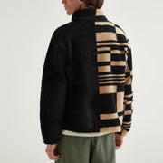 Personalized street style men's color matching printed plush jacket