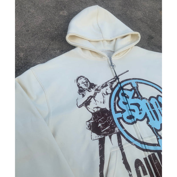 Retro Fashion Street Print Hoodie