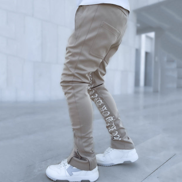 Slim-fit trousers with side pattern street slits