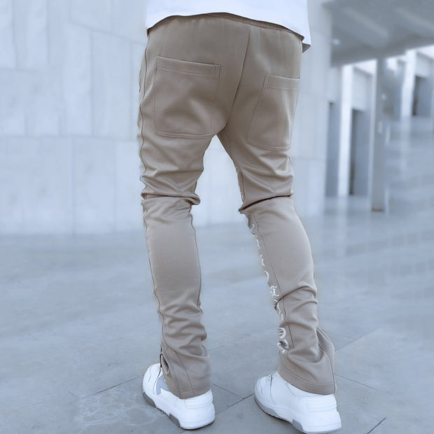 Slim-fit trousers with side pattern street slits