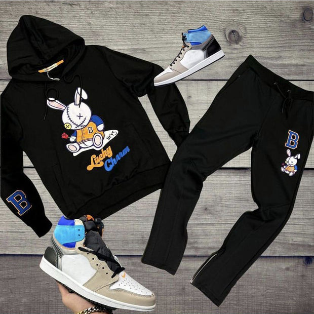 Fashion long-sleeved sports printed suit men